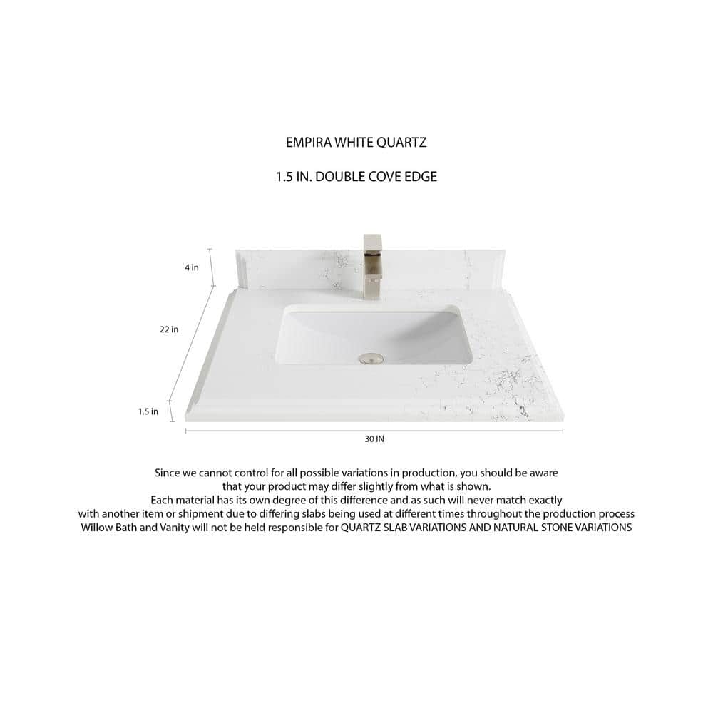 Alabaster White Solid Wood Single Bathroom Vanity with Quartz Top