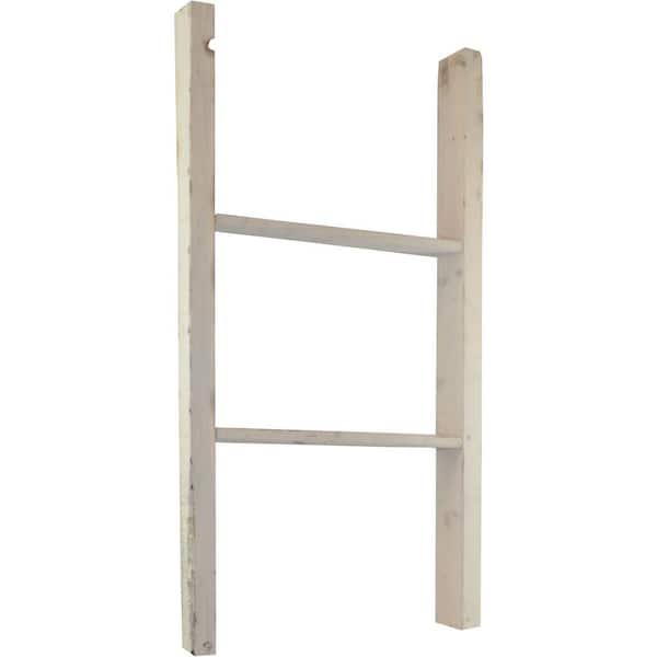 Ekena Millwork 19 in. x 36 in. x 3 1/2 in. Barnwood Decor Collection Chalk Dust White Vintage Farmhouse 2-Rung Ladder