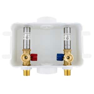 1/2 in. x 3/4 in. MHT Brass Washing Machine Outlet Box with Water Hammer with 1/2 Sweat Connection