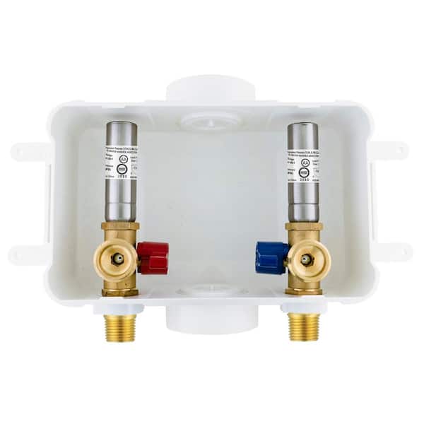 Dyconn 1/2 in. x 3/4 in. MHT Brass Washing Machine Outlet Box with Water Hammer with 1/2 Sweat Connection