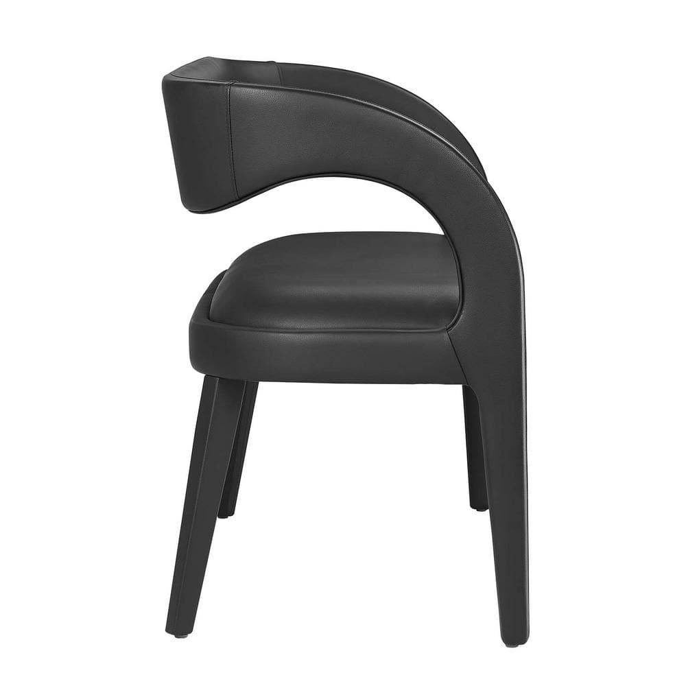 Pinnacle Black Vegan Leather Curved Back Accent Bench