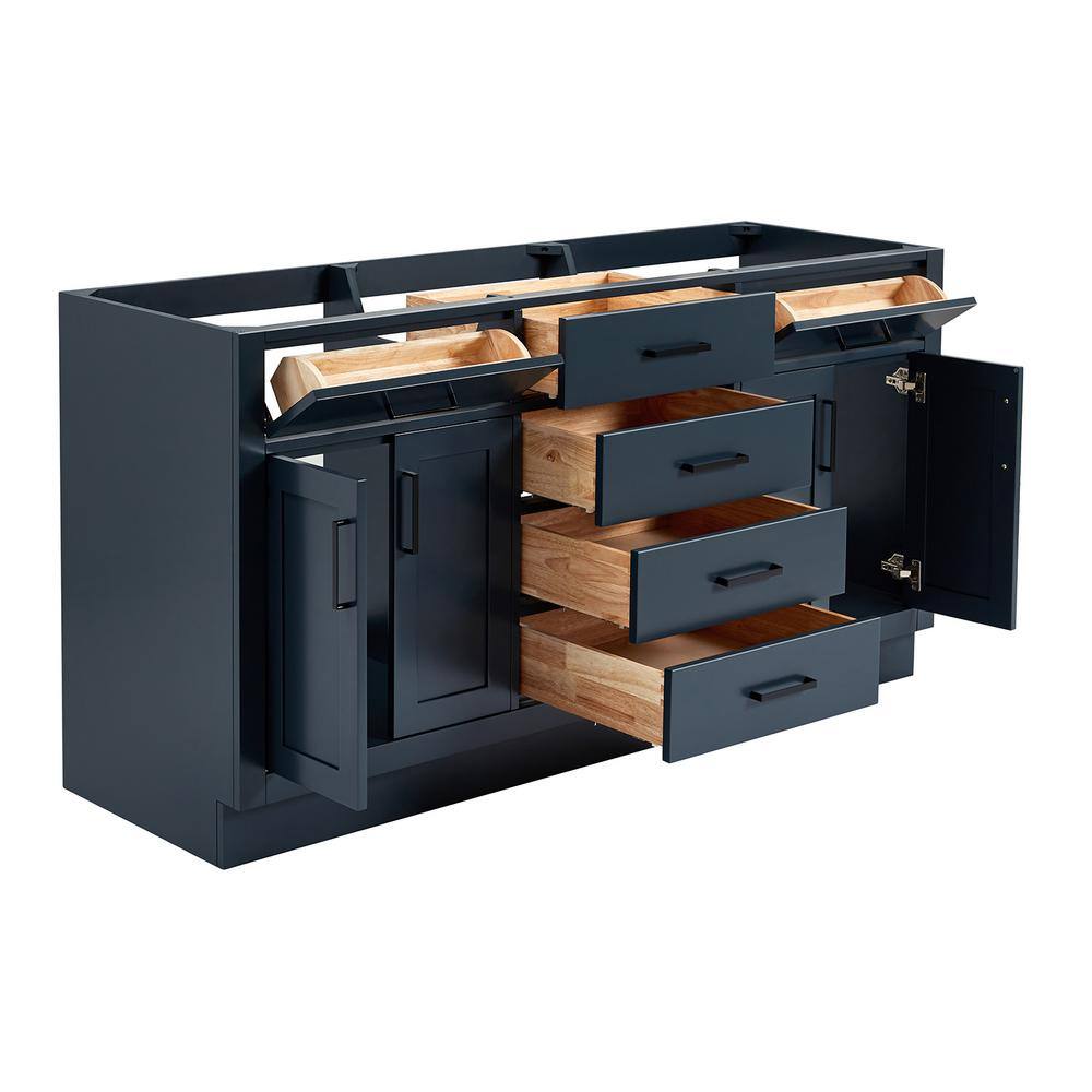 Midnight Blue Hardwood Freestanding Double Bathroom Vanity
