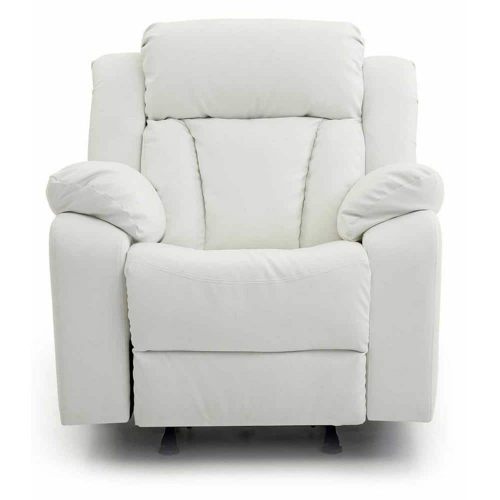 AndMakers Daria White Faux Leather Upholstery Reclining Chair PF