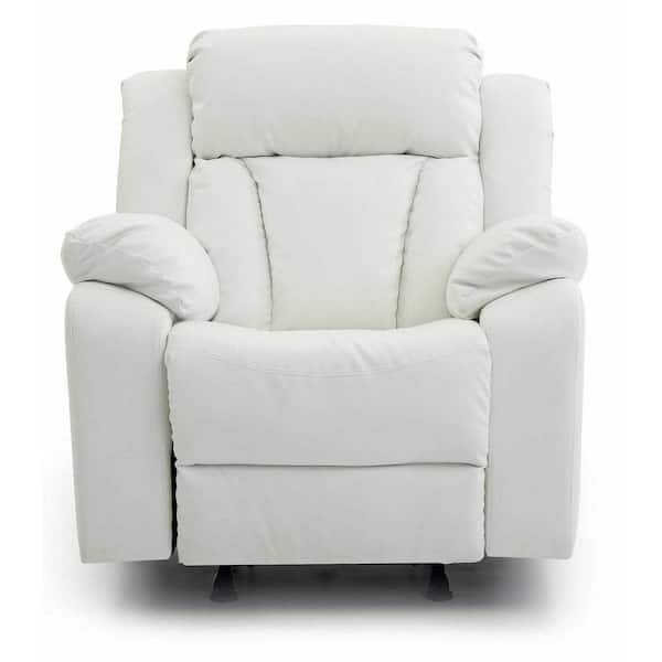 AndMakers Daria White Faux Leather Upholstery Reclining Chair PF