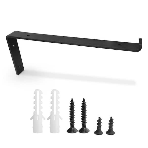 12 in. Heavy Duty Black Steel Shelf Bracket Industrial Forged 110 lbs. Capacity Easy Install Kit (1- Pack)