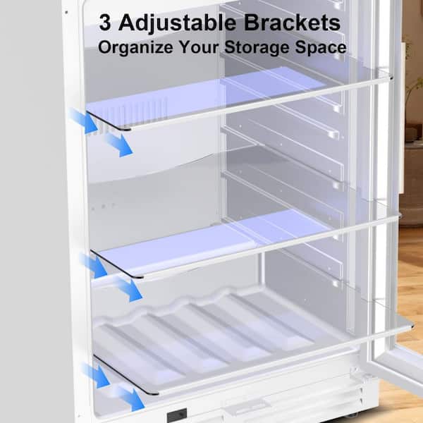 24 in. Auto Blue Lighting 240-Can Beverage Mini Refrigerator with 3-Removable Shelves Single Zone 4.9 cu. ft. in White