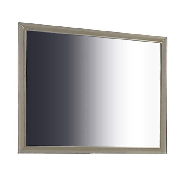Benjara 35" L x 1" W Silver Wooden Clean Lines Framed Mirror with Rectangular Shape