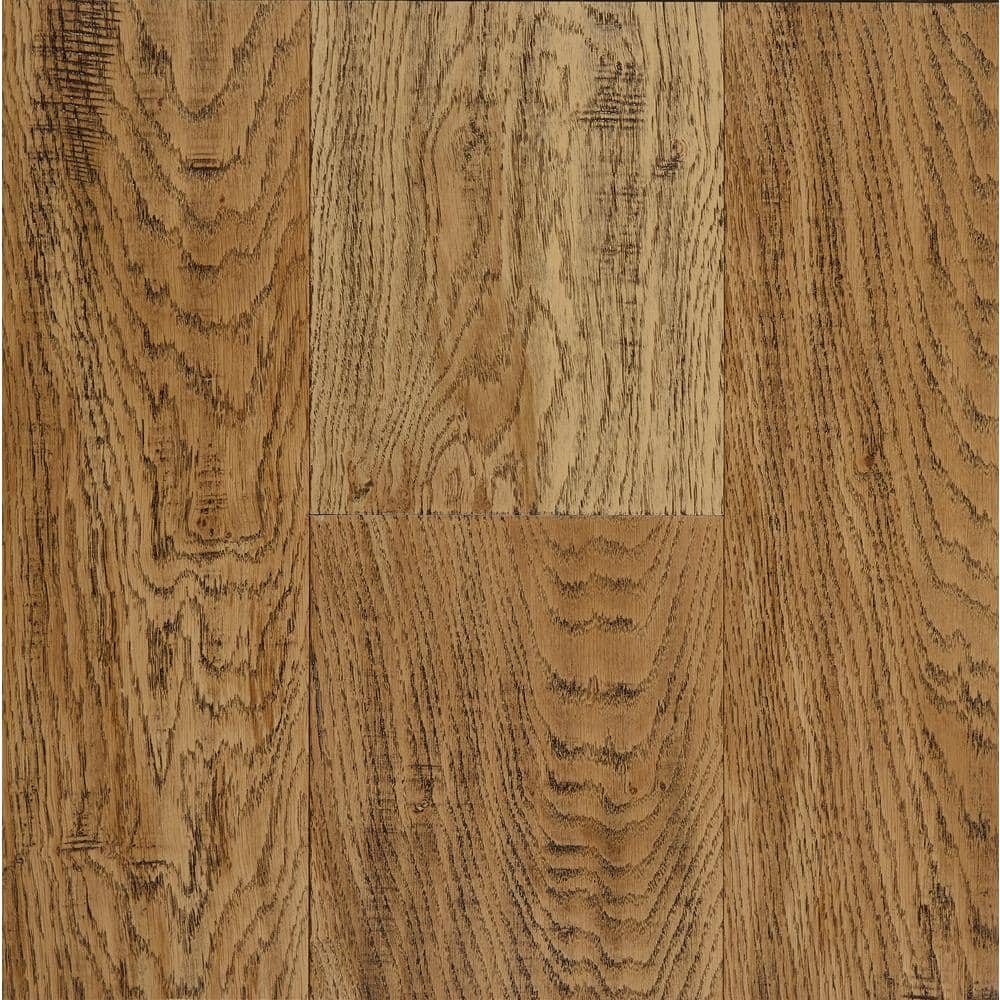 OptiWood Weathered Oak Oak 1/3 in. T x 7.5 in. W Waterproof Wire Brushed Engineered Hardwood Flooring (17.5 sqft/case), Medium -  711035