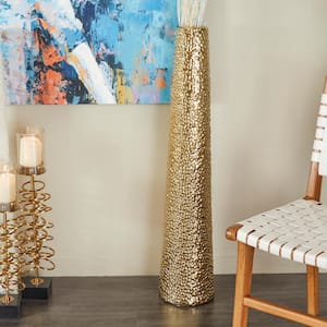 39 in. Gold Tall Ceramic Decorative Vase with Bubble Texture