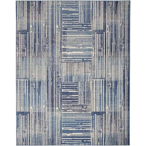 Nourison Grafix Blue Grey 5 ft. x 7 ft. Abstract Contemporary Area Rug