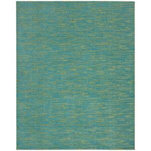 Nourison Essentials Blue Green 8 ft. x 10 ft. Solid Contemporary Indoor/Outdoor Patio Area Rug