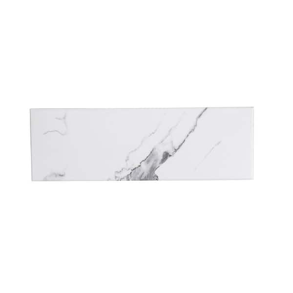 Jeffrey Court Spring Park White 4 in. x 12 in. Matte Porcelain Wall and Floor Tile (13.56 sq. ft./Case)