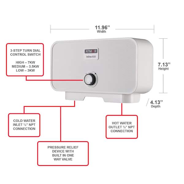 7 kW/240V 1.6 GPM Residential Electric Tankless Water Heater Up to 2 Sink or 1 Shower Only in a Warm Climate(2-Pack)