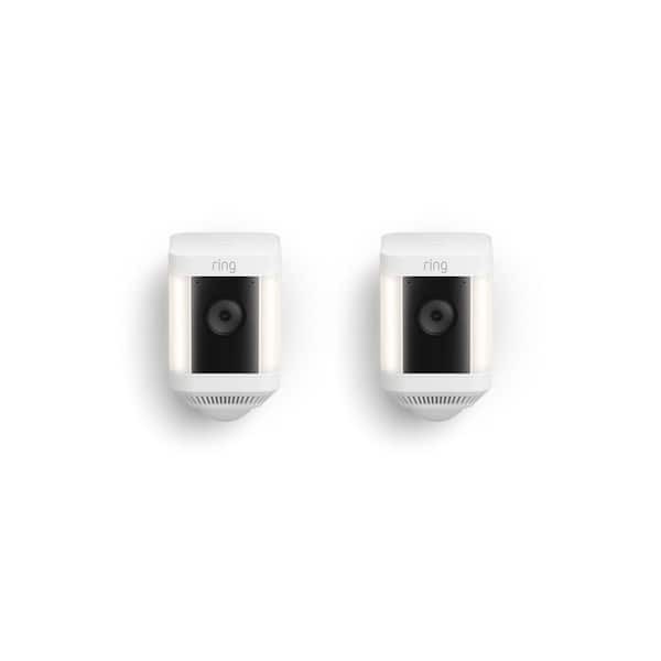 Ring Spotlight Cam Plus, Battery - Smart Security Video Camera with LED Lights, 2-Way Talk, Color Night Vision, White, 2-Pack