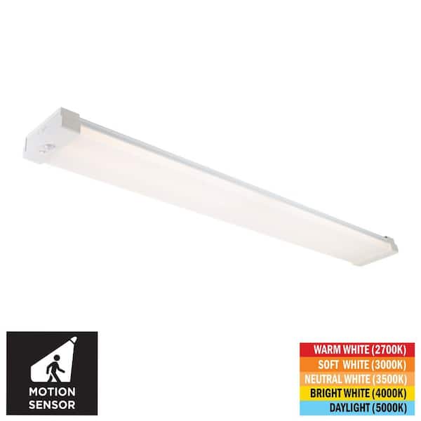 4 ft. 55-Watt LED White Motion Shop Light, 4200 Lumens, Selectable CCT 2700K-5000K, Garage Workshop Basement