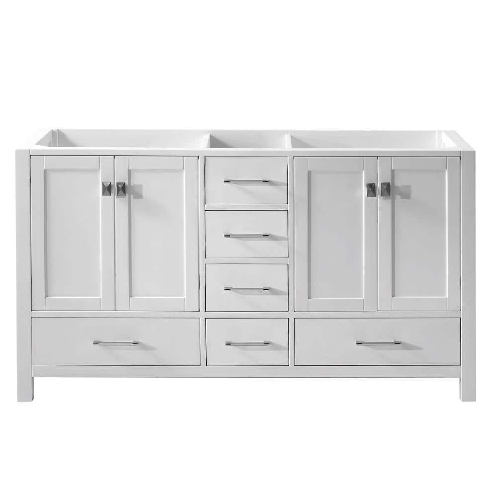 Caroline Avenue 60" White Solid Oak Double Vanity Cabinet
