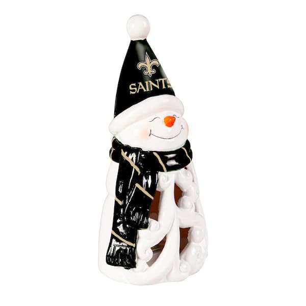 Team Sports America New Orleans Saints Snowman LED Christmas Garden Statuary, 8 in.