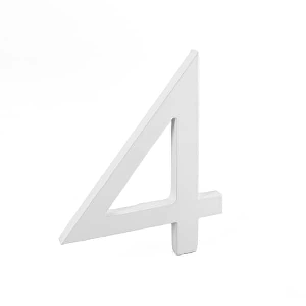 Montague Metal Products 4 in. White Aluminum Floating or Flat Modern House Number 4