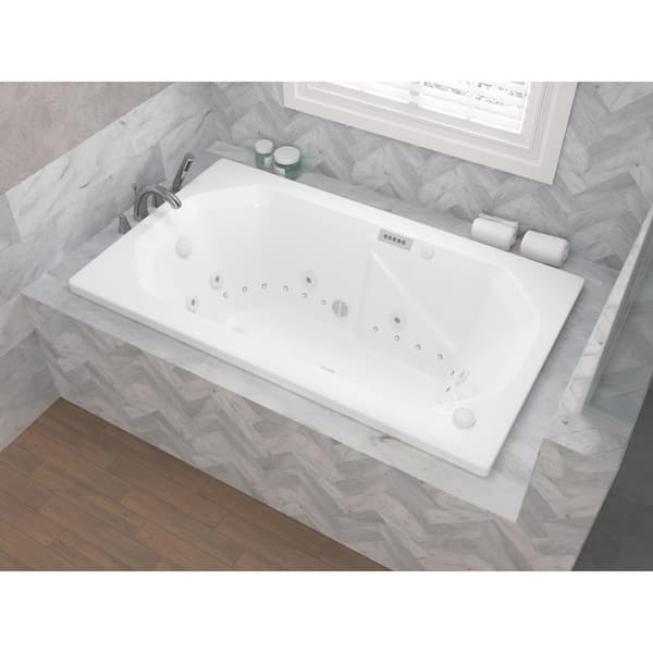 Onyx Diamond Series 5 ft. Right Drain Rectangular Drop-in Whirlpool and Air Bath Tub in White