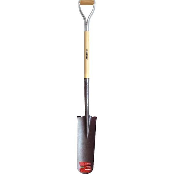 Husky 32.8 in. D-Handle Steel Drain Spade Shovel