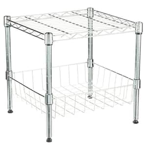 Chrome Metal Garage Storage Shelving Unit with Basket (15 in. W x 15 in. H x 14 in. D)