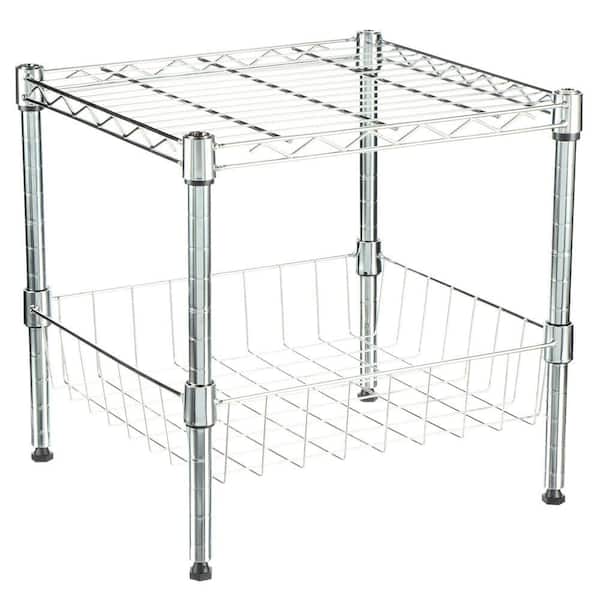 Whitmor Chrome Metal Garage Storage Shelving Unit with Basket (15 in. W x 15 in. H x 14 in. D)