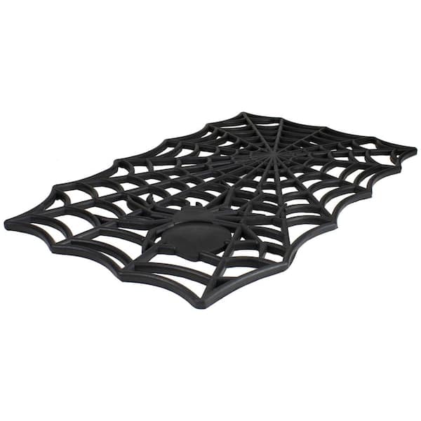 Black Spider Web Rectangular Halloween 18 in. x 30 in. Door Mat