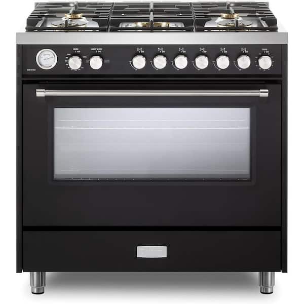 Ultima Collection Series 36 in. Freestanding Single Oven Gas Range in Matte Black