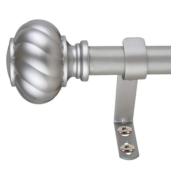 Decopolitan Twist Knob 12 in. - 20 in. Adjustable Curtain Rod Pair 1 in. in Antique SIlver with Finial