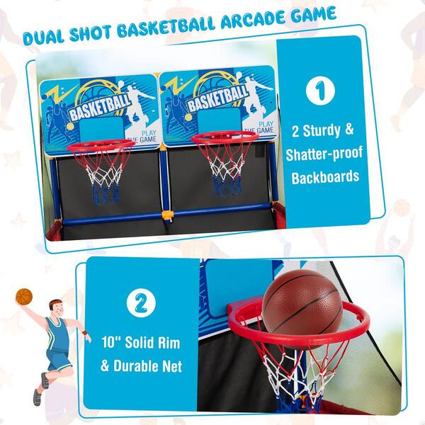 Costway Kids Dual Shot Basketball Arcade Game with 4 Balls Pump