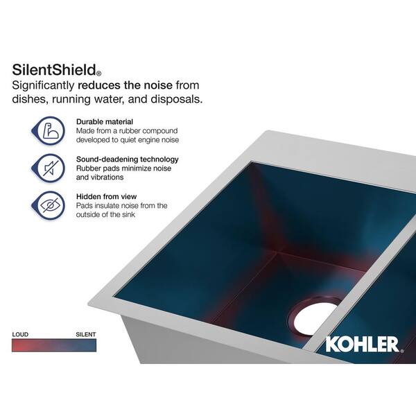 KOHLER Undertone Drop-In/Undermount Stainless Steel 18 in. Single Basin Kitchen Sink