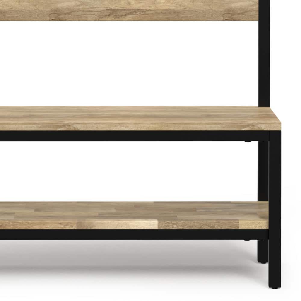 Natural Mango Wood Industrial Hall Tree with Storage Bench