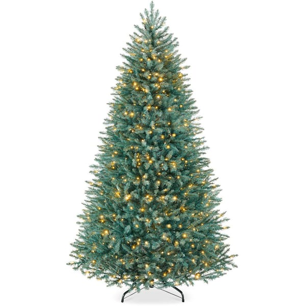 7.5 ft. Nordic Blue Spruce Pre-Lit Artificial Christmas Tree with LED Lights and Metal Stand