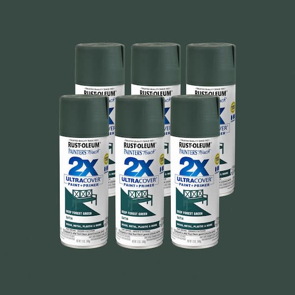 12 oz. Satin Deep Forest Green General Purpose Spray Paint (6-Pack)
