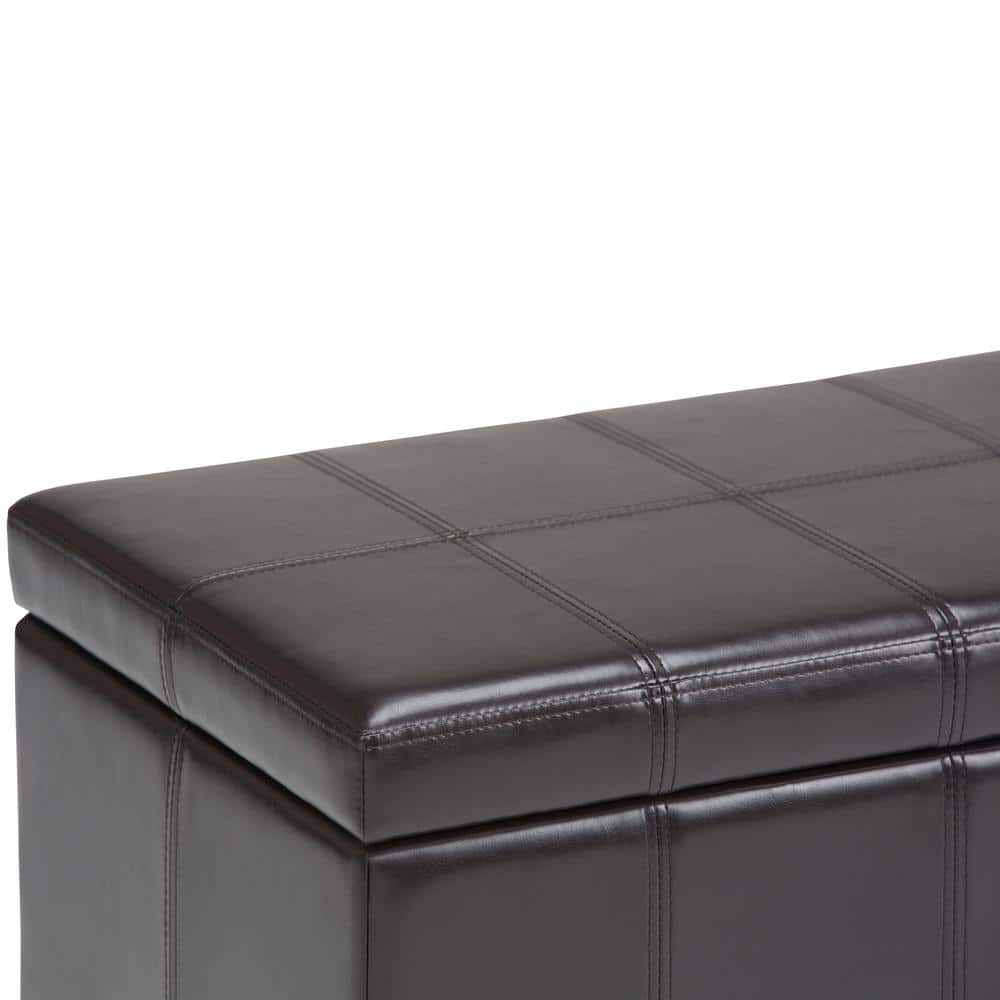 Tanner's Brown Faux Leather Rectangular Storage Bench Ottoman