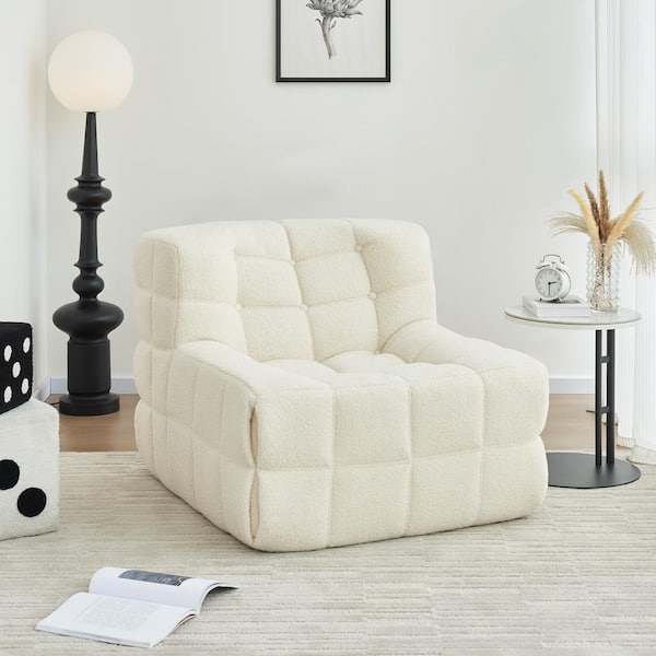 Unbranded White Bean Bag Lounge Soft Comfy Chair for Bedroom, Living Room or Balcony