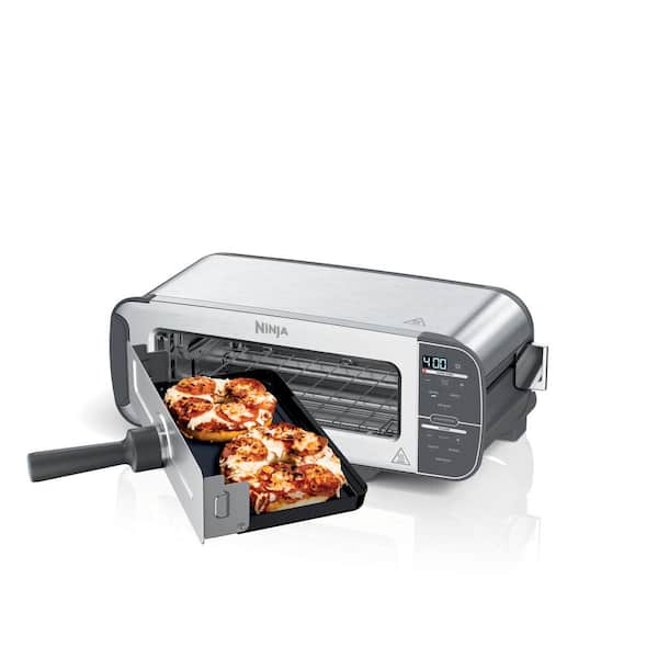 Foodi 2-in-1 Flip Toaster, 2-Slice Toaster, Compact Toaster Oven, Snack Maker, Reheat, Defrost in Stainless Steel