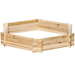 Wooden Raised Garden Bed, Hexagon Screwless Planters with Natural Wood, 39 in. x 36 in. x 6 in. (1-Pack)