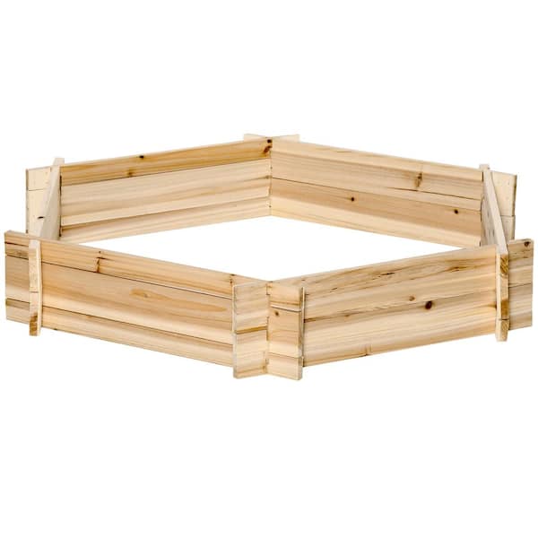 Siavonce Wooden Raised Garden Bed, Hexagon Screwless Planters with Natural Wood, 39 in. x 36 in. x 6 in. (1-Pack)
