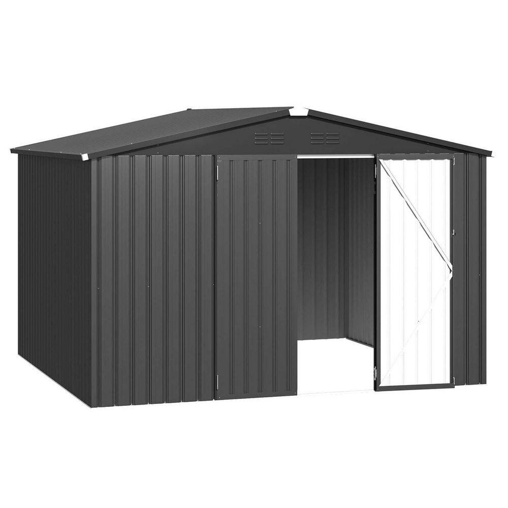 10 ft. W x 8 ft. D Dark Gray Metal Shed with Lockable Door, Vents (80 sq. ft.) price history on PriceWatchPro