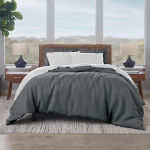 ELLA JAYNE 300 Thread Count Cotton 3-Piece Duvet Cover Set, Charcoal, Twin Size