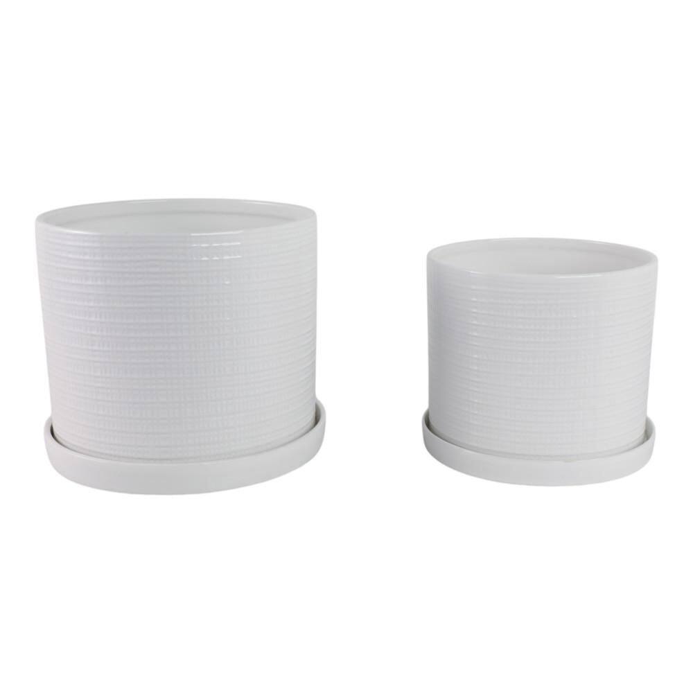 10 in. and 12 in. White Ceramic Modern Solid Decorative Pots (Set of 2) price history on PriceWatchPro