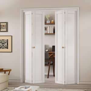 60 in. x 80.5 in. Paneled Solid Core White Primed 1 Lite Composite MDF Bifold Door with Hardware