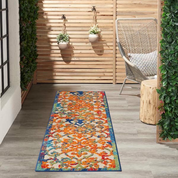 Aloha Multicolor 2 ft. x 6 ft. Kitchen Runner Moroccan Modern Indoor/Outdoor Patio Area Rug