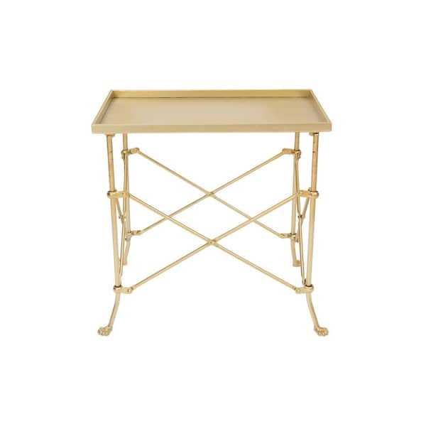Storied Home 20 in. Gold Rectangle Metal Table