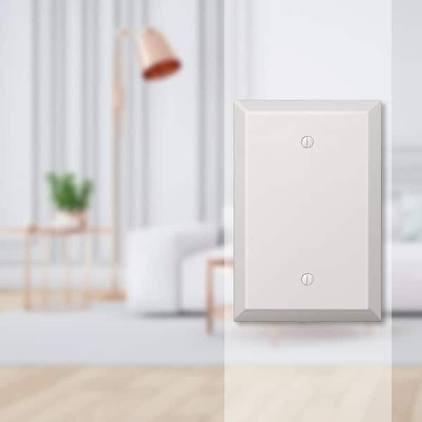 Oversized 1 Gang Blank Steel Wall Plate - White