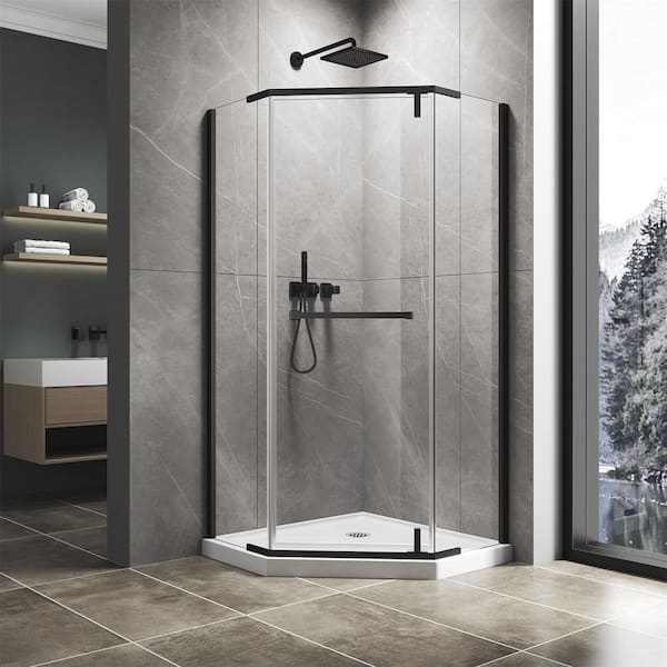 36 in. L x 36 in. W x 72 in. H Corner Shower Kit with Pivot Frameless Shower Door and Shower Pan Base