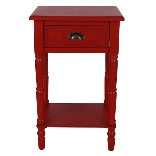 Decor Therapy Bailey Bead Antique Red Side Table