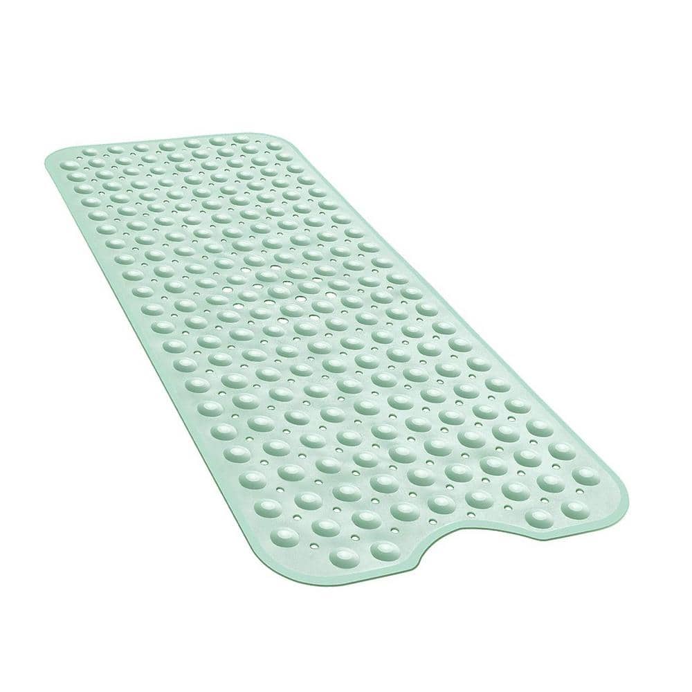 16 in. x 40 in. Non-Slip Bathtub Mat with Suction Cups and Drain Holes in L