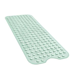 16 in. x 40 in. Non-Slip Bathtub Mat with Suction Cups and Drain Holes in Light Green